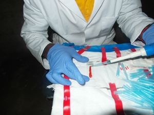 Transferring pre-TAS blood sample to a slide