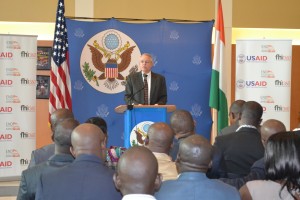Mr Andrew Haviland, Chargé d’Affaires of US Embassy in Cote d’Ivoire, presides over the END in Africa project launch ceremony. Photo: FHI360